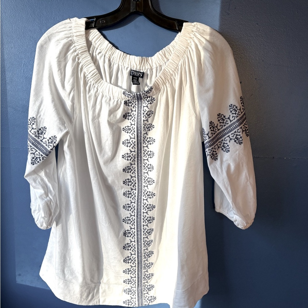 Chaps Ralph Lauren embroidered off the shoulder top